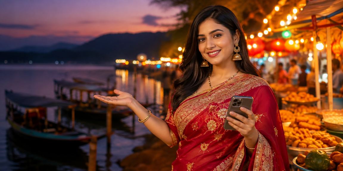 সিলেটে শাড়ি পরিহিত ব্যবহারকারী আন্দার বাহার গেম উপভোগ করছেন