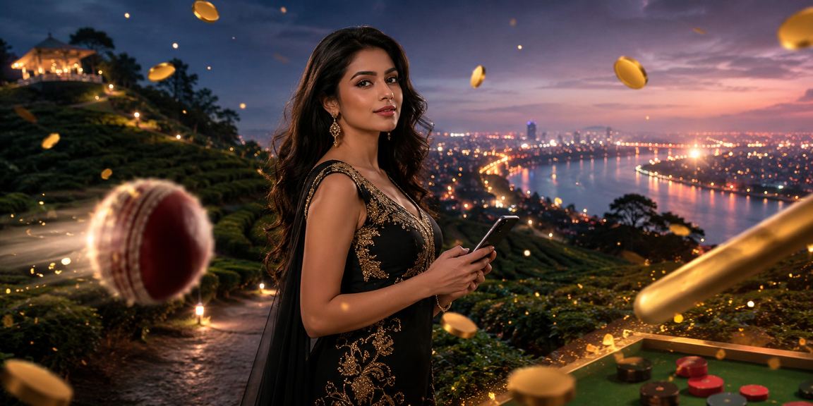 সিলেটের চা বাগানের পটভূমিতে ক্রিকেট বেটিং উপভোগরত ব্যবহারকারী